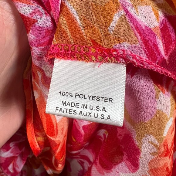 MIsa Clementine Mini Dress Size Medium Floral Pink Red Ruffle Party Wedding - Picture 12 of 13